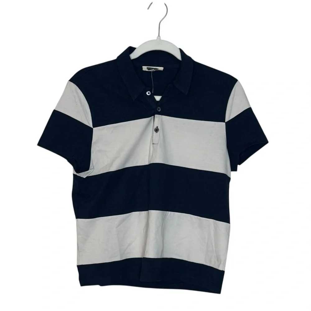 Madewell Women’s Short sleeve Pieced Boxy Fit Squid Polo Shirt Top NWT M Navy